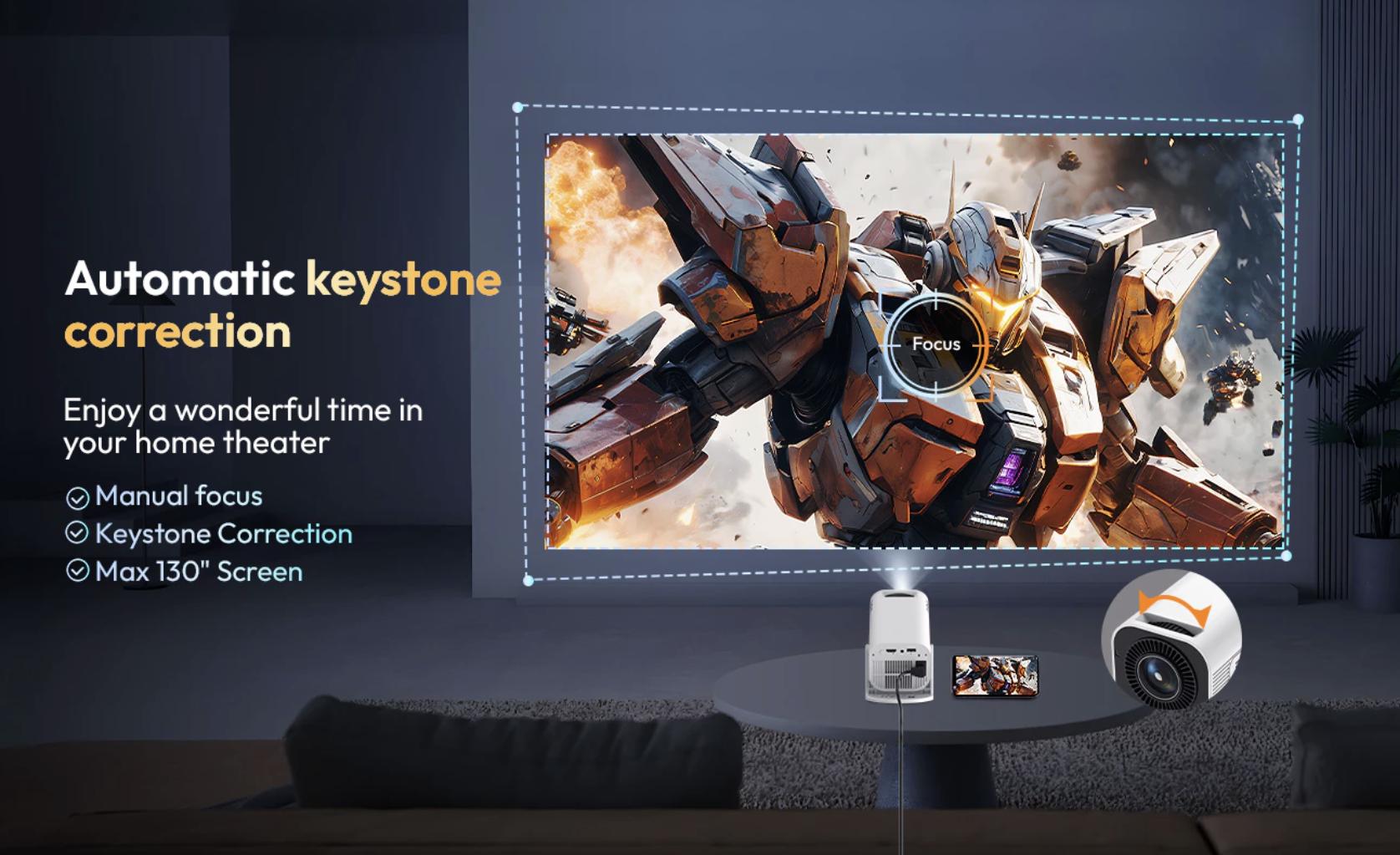 XGODY Gimbal 3 Pro Smart Proyektor LCD Android 11 - 720P - Auto Keystone - Netflix - YouTube - 220 ANSI