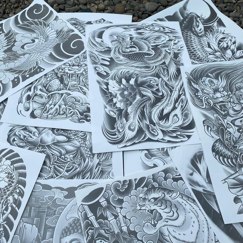 Tato Temporer Semi Permanen Tahan Lama Tato punggung Tato tahan lama Tato Harimau full Tato FruitInk Tato Ikan KOI Tato yakuza tato macan 1