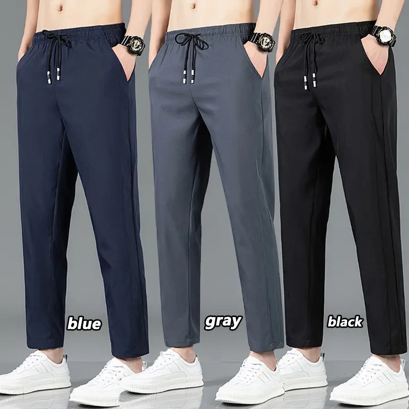 Fasuprich-pants men tracksuit men pants men elasticity slack pants men casual pants men black track pants men solid sweatpants plus size long pants men (size:M-5XL