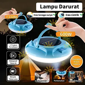 Materijaya Lampu Darurat UFO 600W Gantung Solar Panel Camping Lamp Portable Cas Tenaga Surya & Listrik Tahan Air 7-13 Jam Waktu Penggunaan