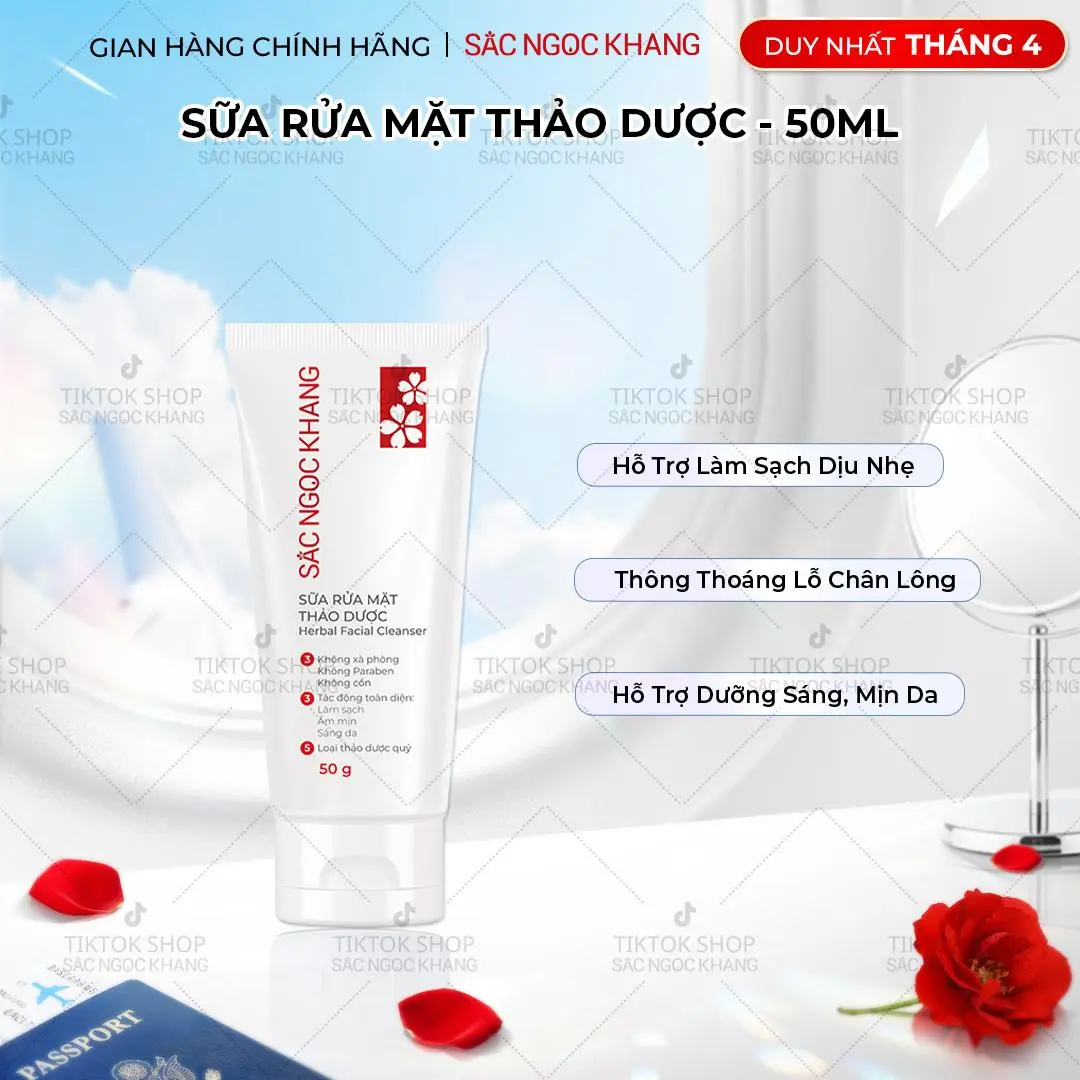 Sữa Rửa Mặt Thảo Dược Sắc Ngọc Khang Làm Sạch Dịu Nhẹ - Hỗ Trợ Da Mềm Mịn Hạn Chế Khô Da 2PL | BigBuy360 - bigbuy360.vn