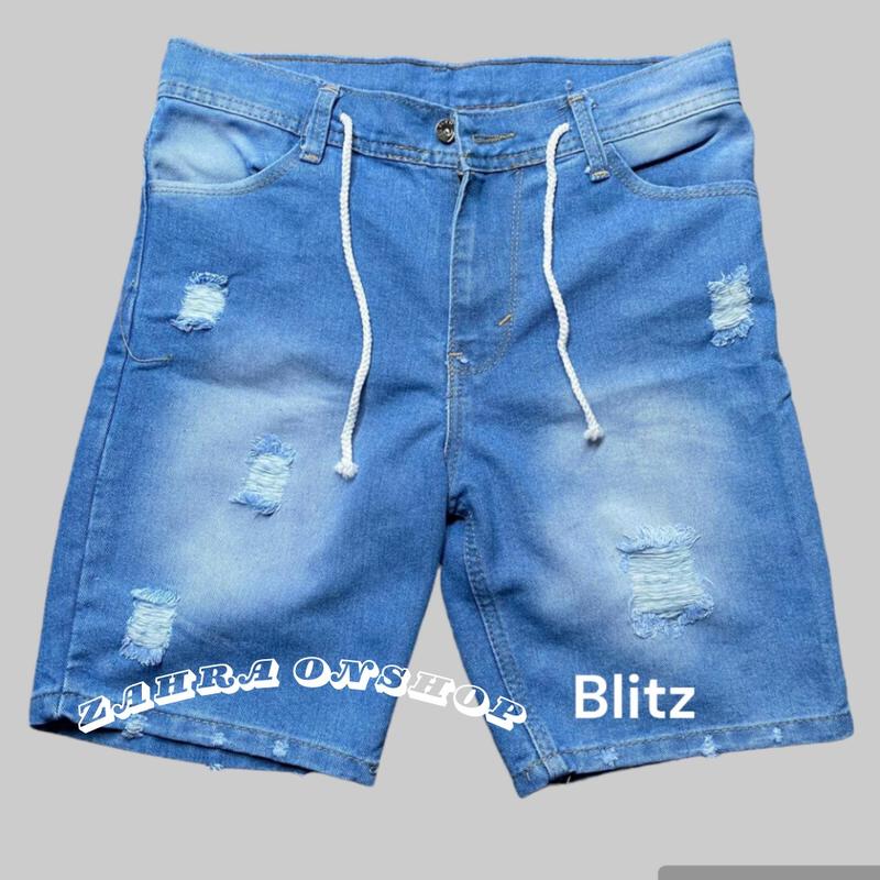 Celana Jeans Pendek Sobek Pria | Celana Pendek Sobek Pria Hitam Distro Ripped Denim 2