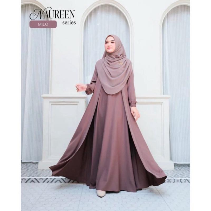 NAUREEN SERIES DRESS GAMIS PESTA SARIMBIT COUPLE KIDS AND MOM BAHAN CERUTY BABYDOLL FULL PURING baju 4