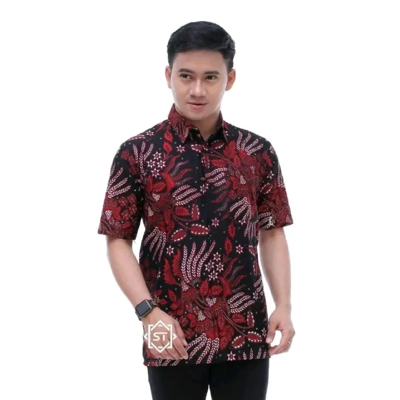 Baju Batik Lengan Pendek Pria Terbaru | Hem  Batik  Dewasa Motif Elegan Cowok Casual 7