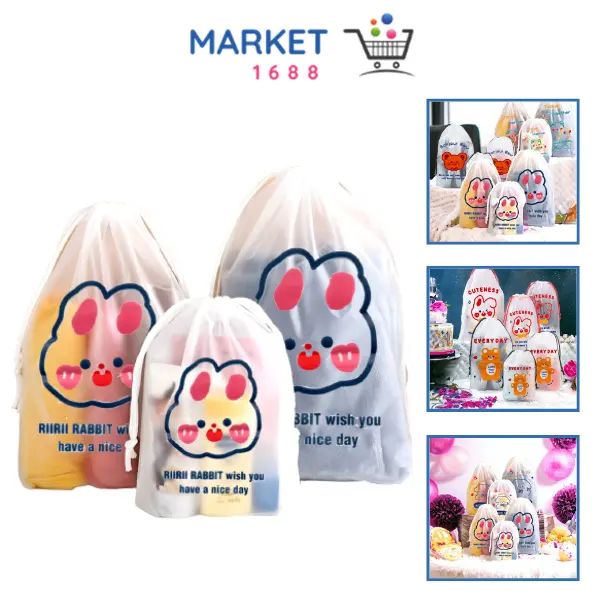 Market1688 Pouch Serut Organizer Travel Anti Air Tas Serut Karakter Beruang Serbaguna Tas Kosmetik Kartun Rabbit Kantong Travel Bag Waterproff Pouch Make Up Wanita