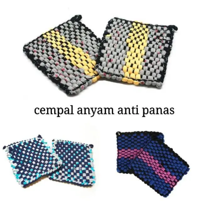 Lap Cempal Penahan Panas Tatakan Panci Wajan Anyaman - Perlindungan Maksimal untuk Meja Anda - Kain, Buah
