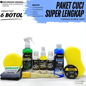 TERBAIK No.1 !! Paket  Perawatan Kendaraan  6 BOTOL Bubble Gum by Reborn Auto Detailing Car Lap Microfiber   1 paket sabun  motor Mesin Pembersih Pengkilap Penghilang untuk cuci sampo