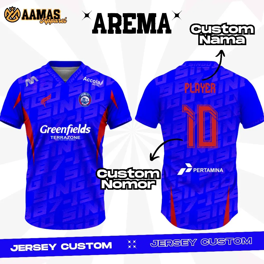 JERSEY AREMA CUSTOM NAMA DAN NOMOR PUNGGUNG