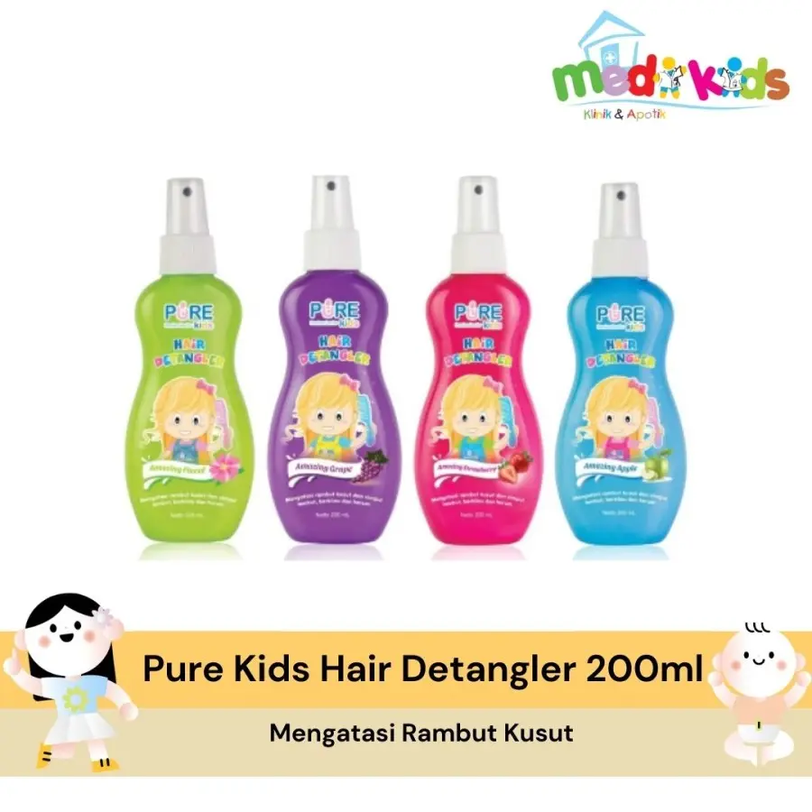 Pure Kids Hair Detangler 200ml Spray Rambut Merah Anak-Anak