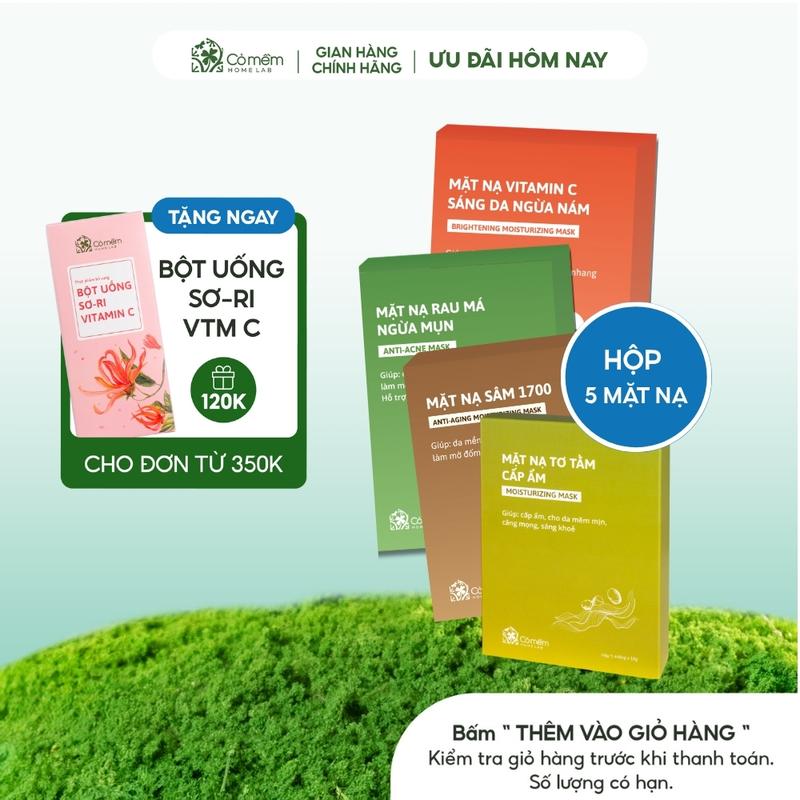 Combo 5 Mặt Nạ Dừa Tươi Lên Men Dưỡng Ẩm Sáng Da Ngừa Lão Hoá Cỏ Mềm