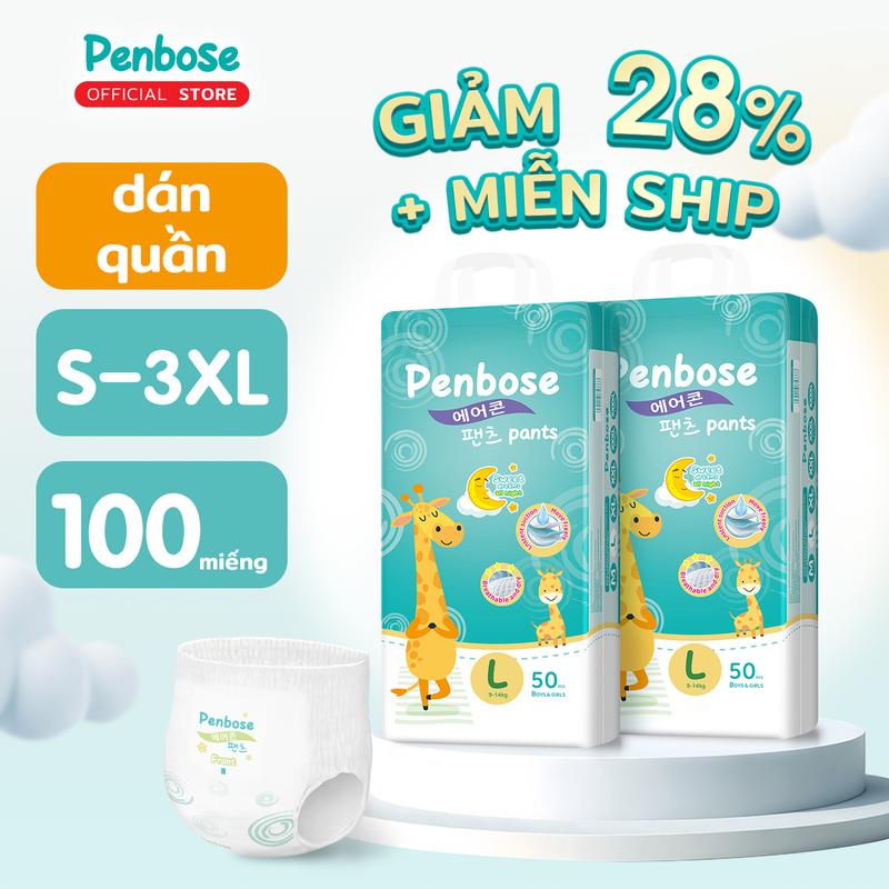 【Mua 1 tặng 1】Tã giấy em bé Penbose Bỉm em bé Tã quần tập đi siêu thấm tốt thoáng mát mềm mại an toàn chất lượng cao chống hăm da bé đầy đủ kích thước S M L XL XXL XXXL phù hợp mọi độ tuổi bé yêu