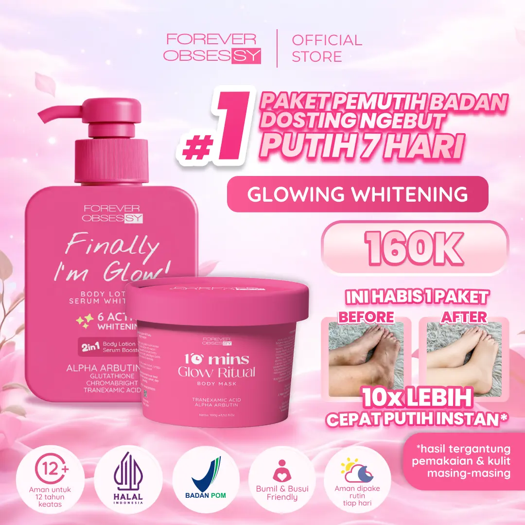 FOREVER OBSESSY - Paket Dosting Pemutih Badan (Body Mask Bleaching + Body Lotion Serum) Perawatan Kulit Kusam, Koreng & Belang