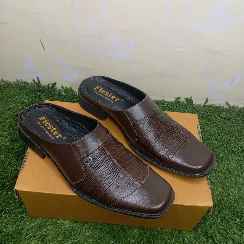 Sepatu Pantofel Selop Formal Pria Kulit Asli YS-13 Premium Asli kulit Sapi shoes Kerja Fantofel Hitam Sendal 0