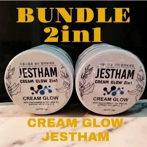 JESTHAM CREAM GLOW || PAKET BUNDLE 2in1 Lebih Hemat || CREAM GLOWING 2IN1 Perawatan Wajah Pelembab Pencerah Moisturizer Mencerahkan Facial Hitam 4
