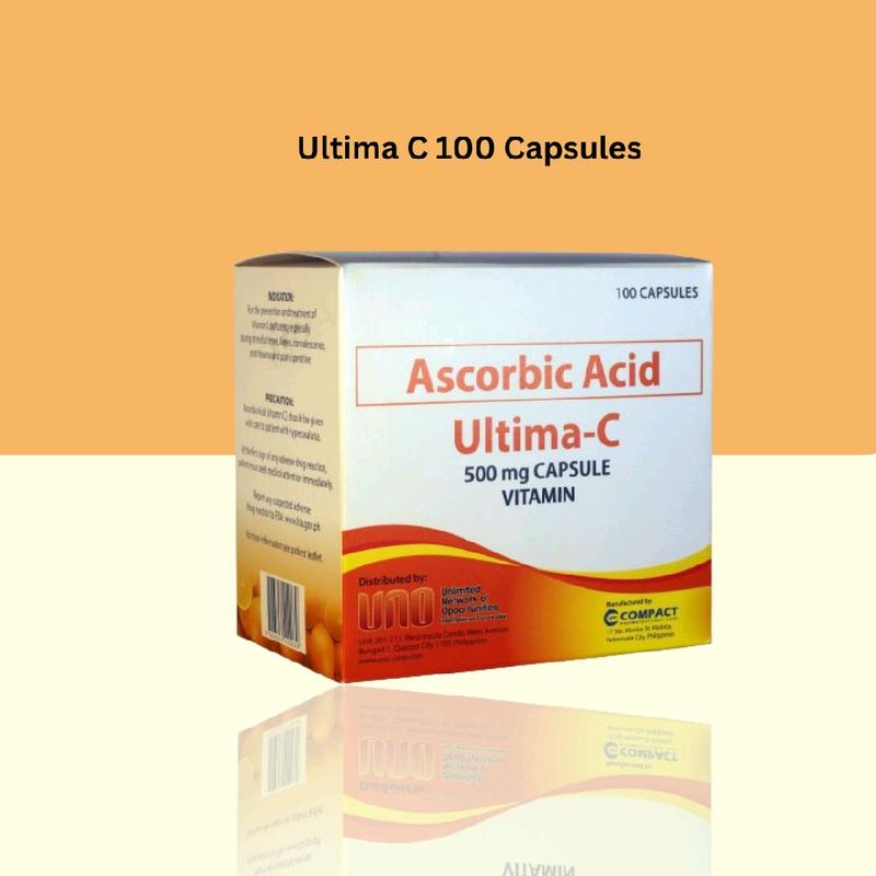 ULTIMA C VITAMINS 1 BOX 100 Capsules Orange Capsule 500 mg Supplement ...