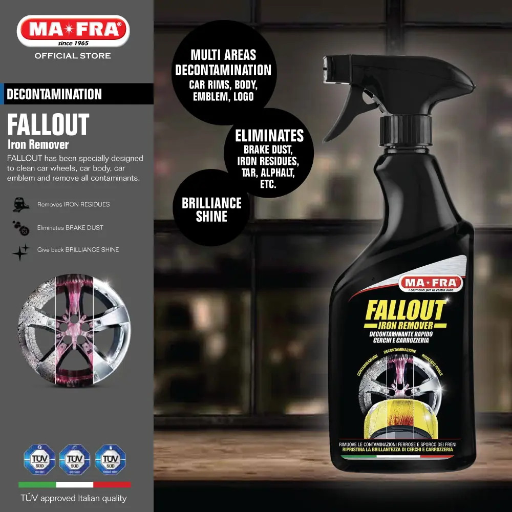 Mafra Fallout Iron Remover Cleaner 500ml (Decontamination cleaning for Car Wheel Rims Body Paintwork Trimmings Emblem)