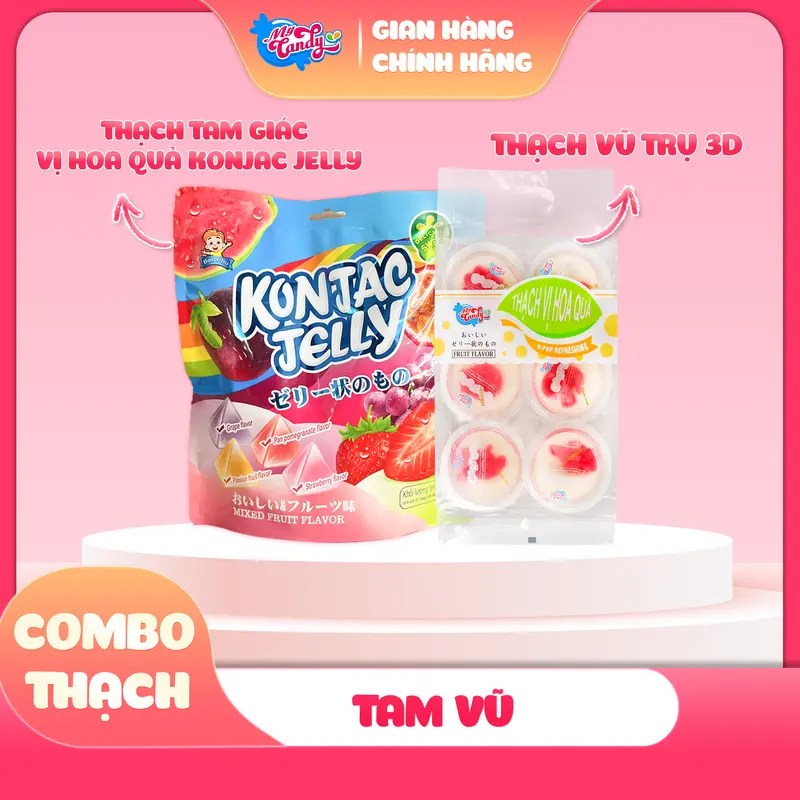 COMBO THẠCH TAM VŨ (01 Thạch Tam Giác Vị Hoa Quả Bạn Phú + 01 Thạch Vũ Trụ 3D), Siêu Ưu Đãi, Thạch Ngon Cho Cả Gia Đình 0