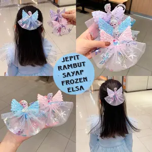 Jepit rambut anak perempuan Jepit Rambut Elsa Frozen Jepit lucu elsa Karet Fashion