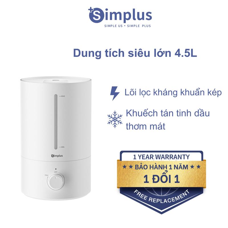 SimplusVN Máy tạo độ ẩm Simplus dung tích 4.5L phun sương 350mL h khuếch hương JASH006 lõi lọc kháng khuẩn độ ồn thấp 35dB tấm rung gốm cao cấp điều chỉnh không giới hạn phun sương 360° tự ngắt khi hết nước châm nước từ trên tiện lợi.