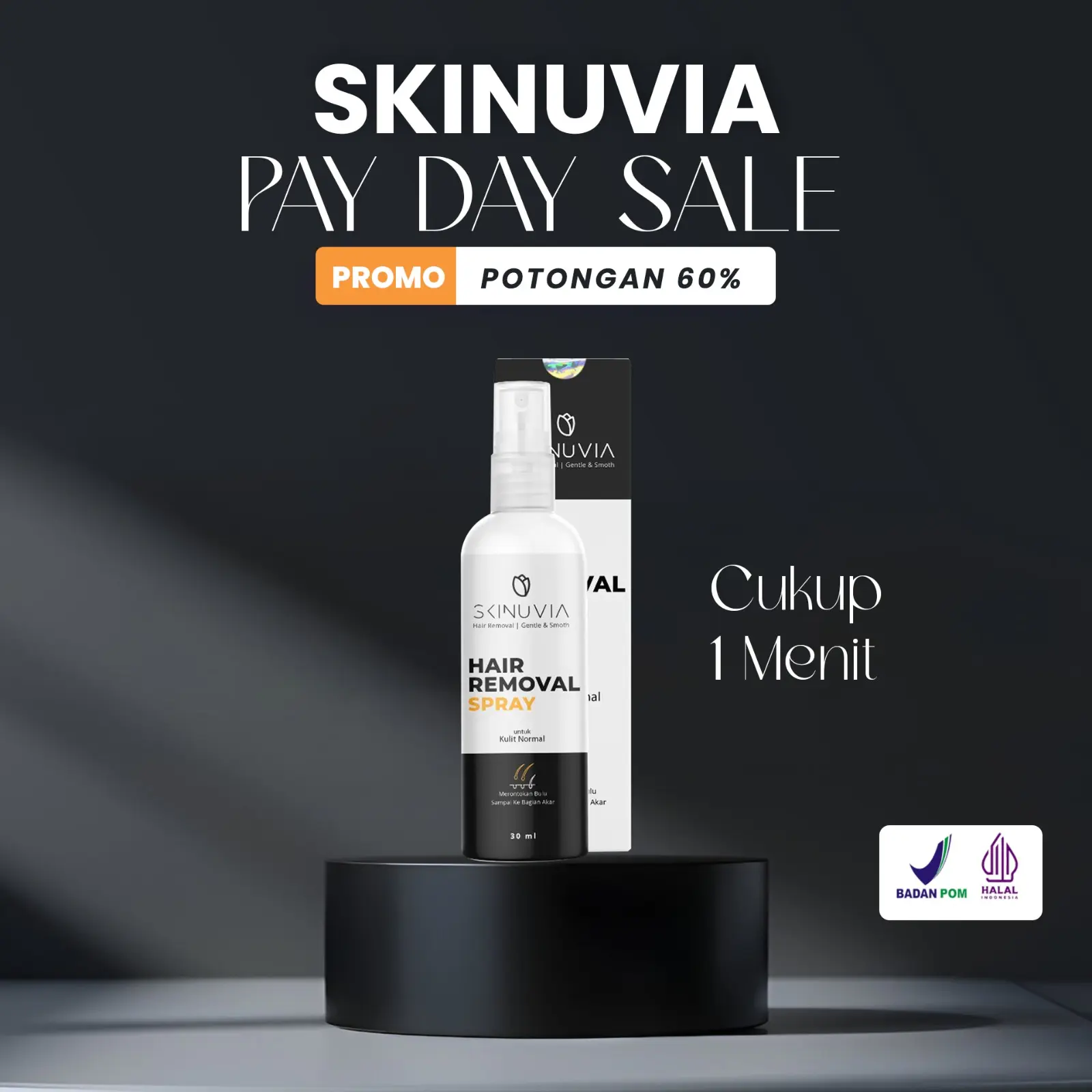1 Pcs  - SKINUVIA Hair Removal Spray  BPOM NA 18210800017 - Perontok Bulu Tanpa Rasa Sakit & Iritasi. Effortless Kulit mulus like a Baby