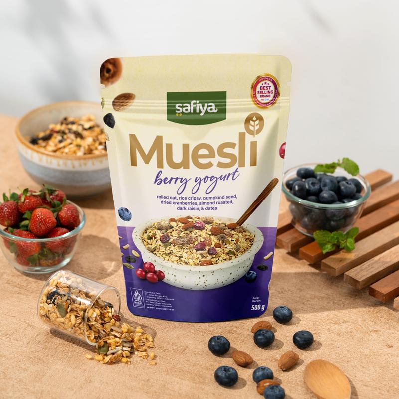 Safiya Muesli Berry Yogurt 1 Kg With Almond Sereal Oatmeal Premium 3