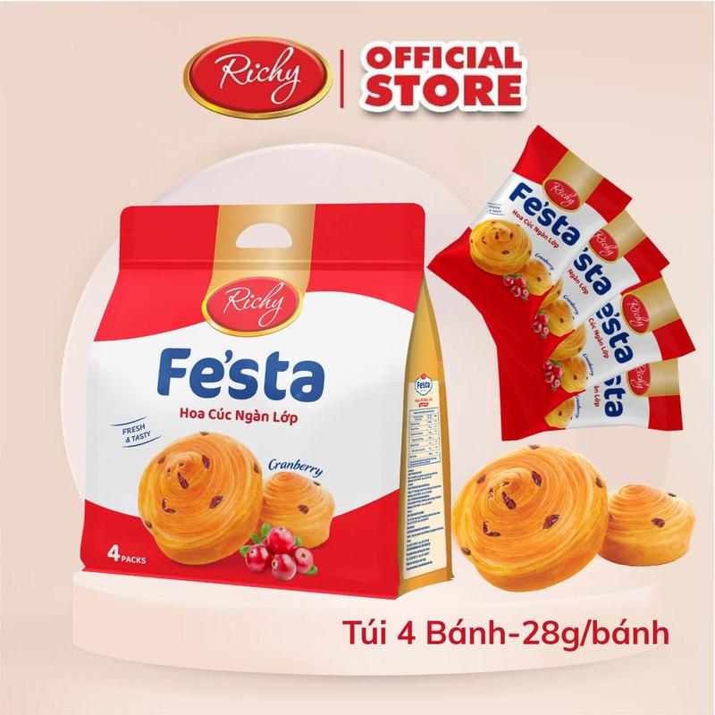 Bánh mì hoa cúc ngàn lớp vị mới Việt Quất 112g 28g x 4 bánh