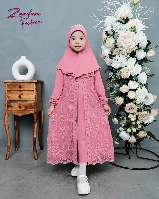 Afifa gamis set anak perempuan malika mix cringkle/ gamis anak cantik elegant gamis set terbaru 6