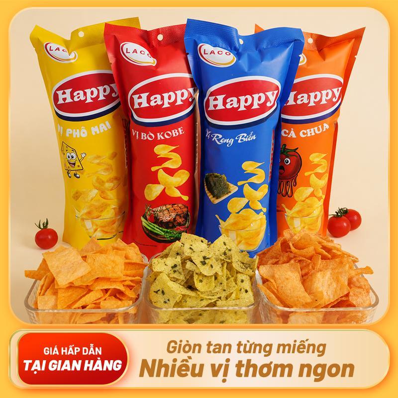 Combo 4 Vị Snack ăn vặt ngon Happy LACO Phô Mai Bò Kobe Cà Chua Rong Biển Giòn Rụm Ăn Là Ghiền