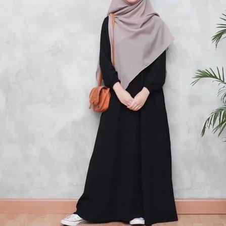 Product Introduction of LIVIA  Gamis Polos  Hitam Cringkel airflow lebaran Terbaru 2025 Crinkle Wanita Muslim Nyaman drees  Remaja perempuan Dewasa 4