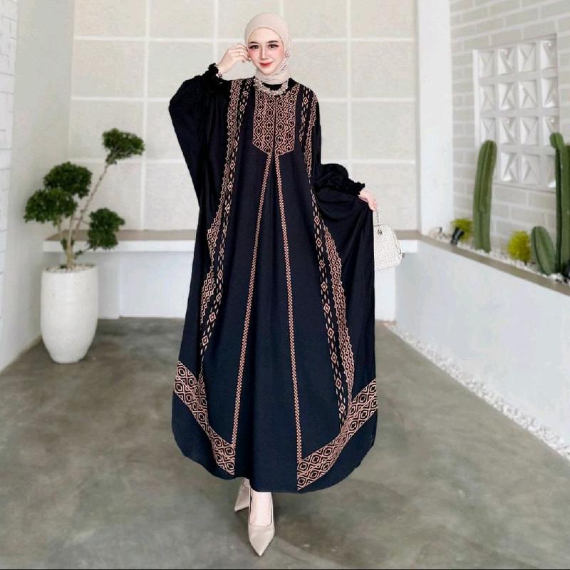 Terbaru Kaftan Rayon Jumbo Premium Gamis Kaftan Lebaran Mewah Baju Muslim Wanita Kaftan Elegan Adem Dan Nyaman 1