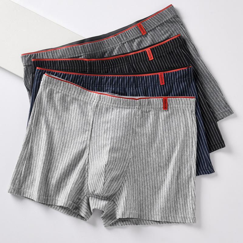 Quần Lót Thể Thao Cho Nam, Kiểu Quần Boxer, Làm Bằng Cotton, Thoáng Khí, Dáng Rộng Vừa Vặn, Thoải Mái, Thấm Hút Mồ Hôi, 4 Màu Có Sẵn, 4 Mảnh Trong Một Bộ