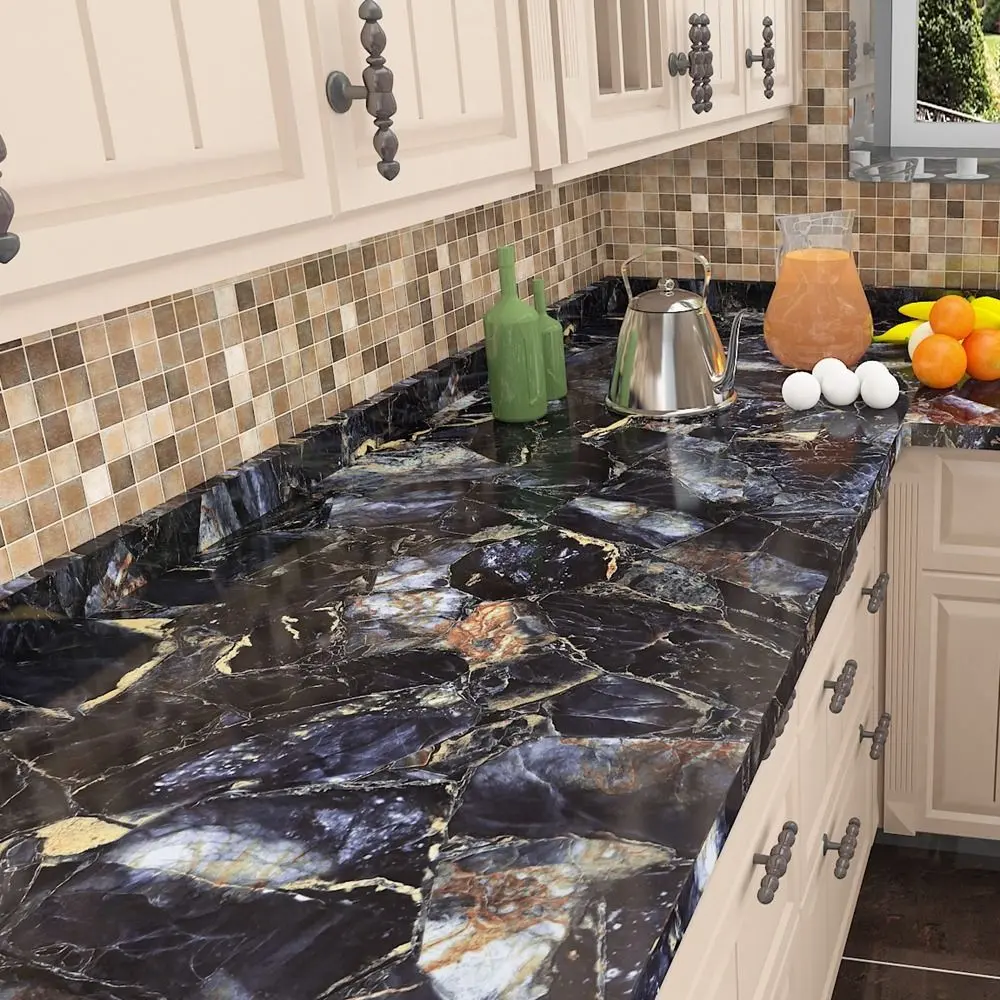 Easy to clean Durable Multipurpose Cabinet Oil Proof PVC Bathroom Kitchen Waterproof Marble Wallpaper Decal Wall Stickers Decorative Films