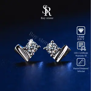 Roystone_Moissanite Anting Wanita Original Sertifikat GRA Silver925 Lapis Emas18K_Lovita Earring