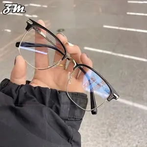 Kacamata Fashion -0.25-0.5-0.75-1.0-1.25-1.5-1.75-2.0-2.5-2.75-3.0-3.25-3.5-3.75-4.0-4.25 kacamata minus wanita Kacamata anti radiasi sinar biru kacamata miopia pria Kacamata half frame ala korea 084