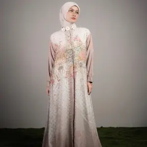 JAMILA ALYSSA DRESS Peach & Charcoal Jamilahumaila Gamis