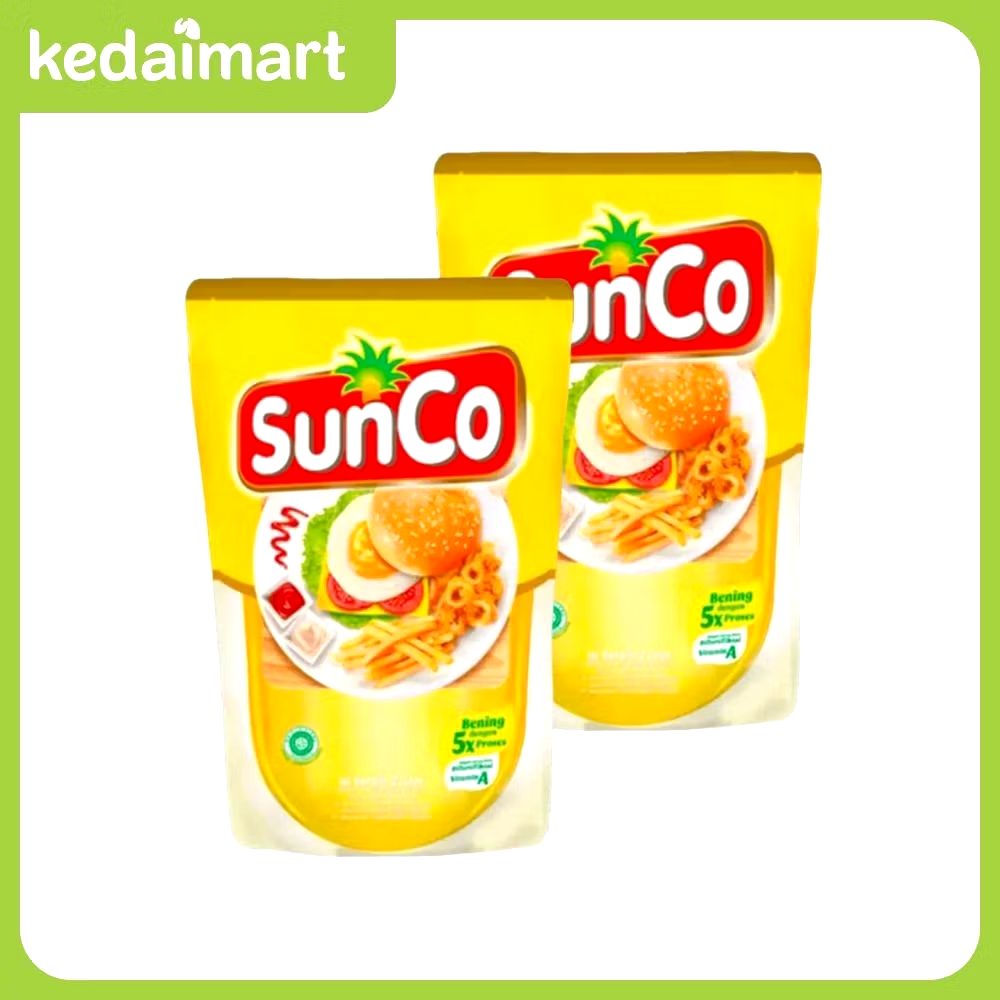 SunCo Minyak Goreng Pouch 2L Premium Oil Dari Kelapa Sawit Pilihan Dengan Vitamin A Bening Dan Berkualitas