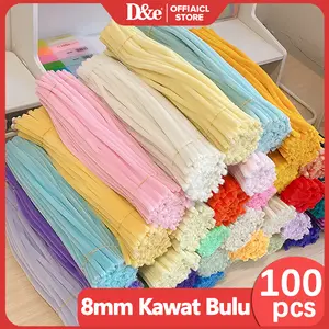 [100PC] Kawat Bulu Premium 8MM Tebal 30Cm / Kawat Bulu Mercy Pipe Cleaner Tangkai Bunga Kawat Hijau 40cm / Kawat Bulu Mainan Anak Craft DIY Kerajinan Tangan ANEKA DIY Pipe Cleaner