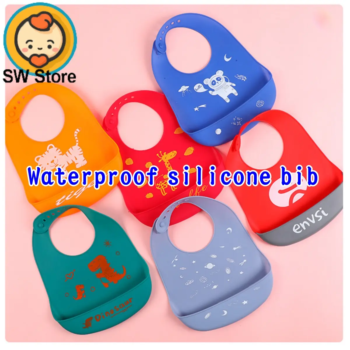 SW Kids Baby bib baby saliva towel waterproof silicone bib children's food bag baby saliva bag SW505