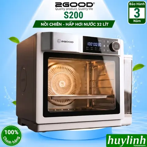 Nồi chiên không dầu hấp hơi nước 2Good S200 - 32 lít - 30 Menu cài sẵn - công nghệ AeroCore Dynamics - mẫu mới 2026