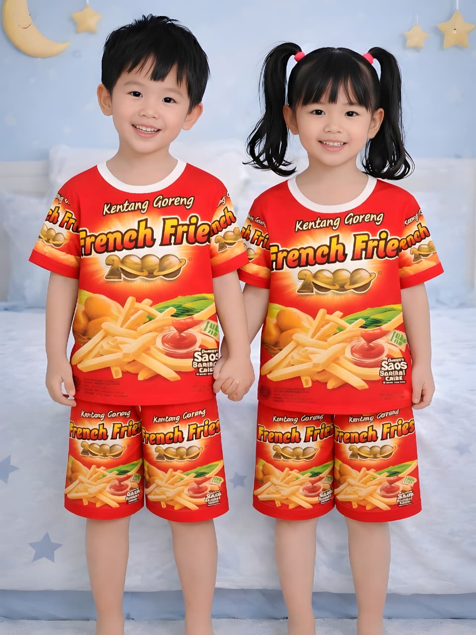 baju setelan fullprint unisex anak setelan baju harian anak-anak laki-laki dan perempuan 1-9tahun motif printing sublim