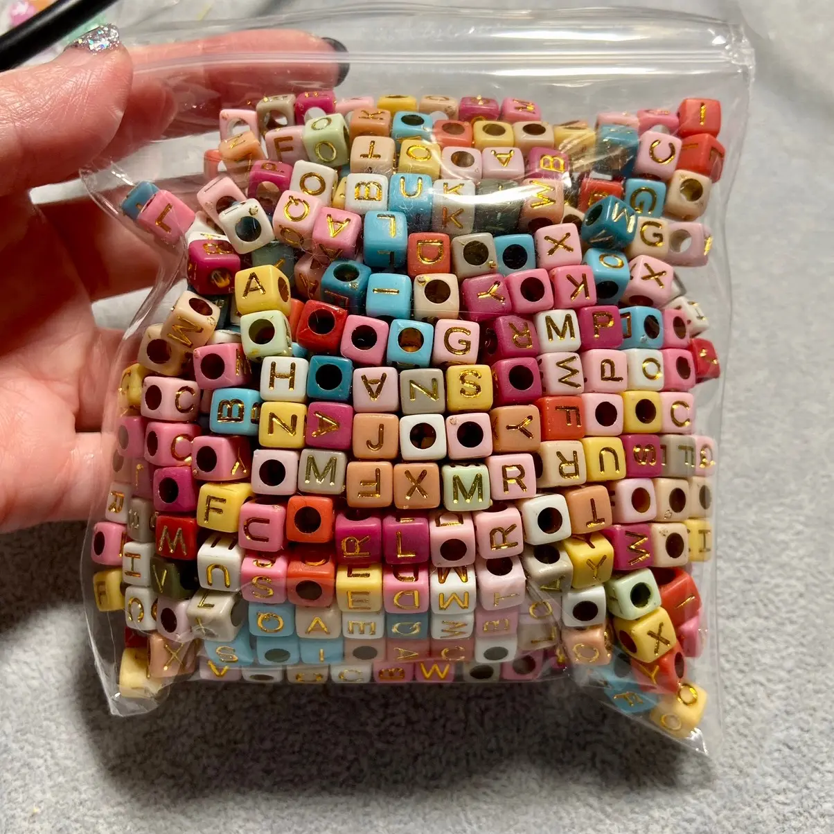 Rustic alphabet cube beads