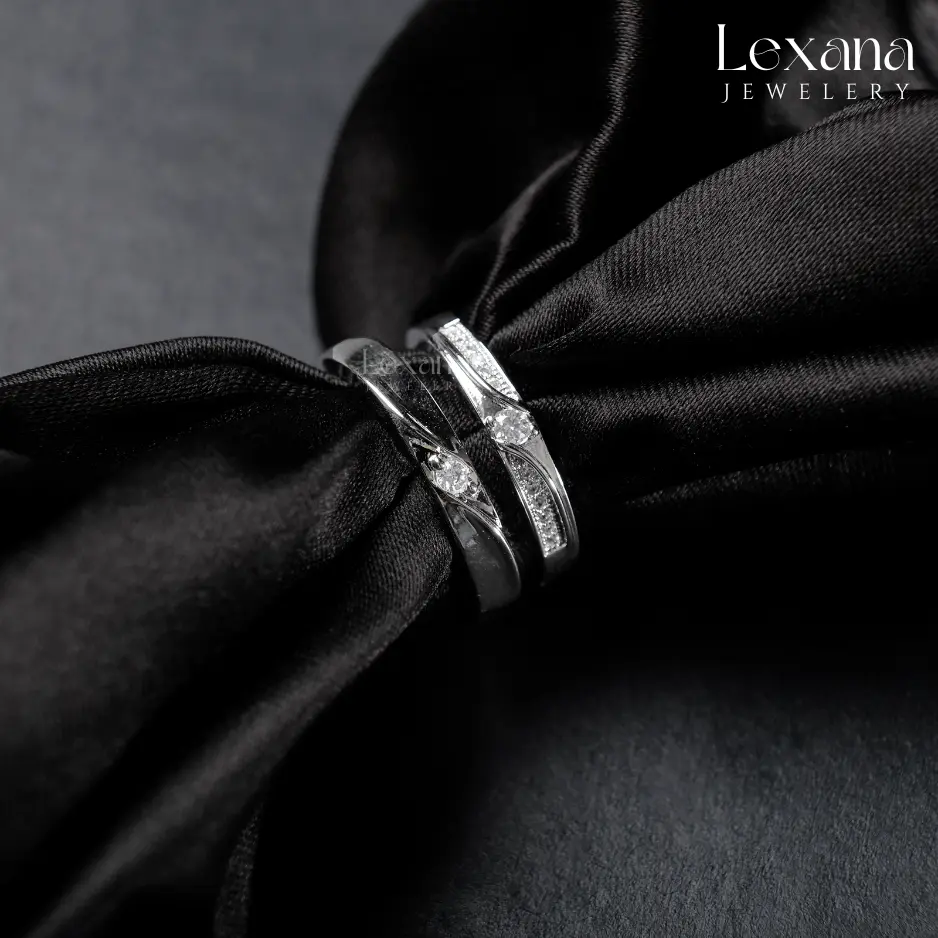 Cincin Couple Ber 2 Aesthetic Ikat Pasangan Dewasa Perhiasan Batu Permata Silver Tunangan Pernikahan Rings Perak Anti Menghitam Premium Free Box LEXANA