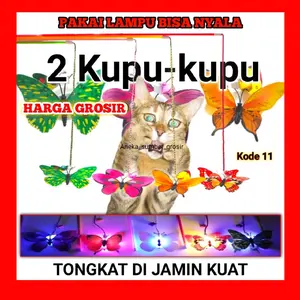Stik tongkat mainan kucing cat toys teaser model kupu kupu bisa nyala untuk mainan hewan