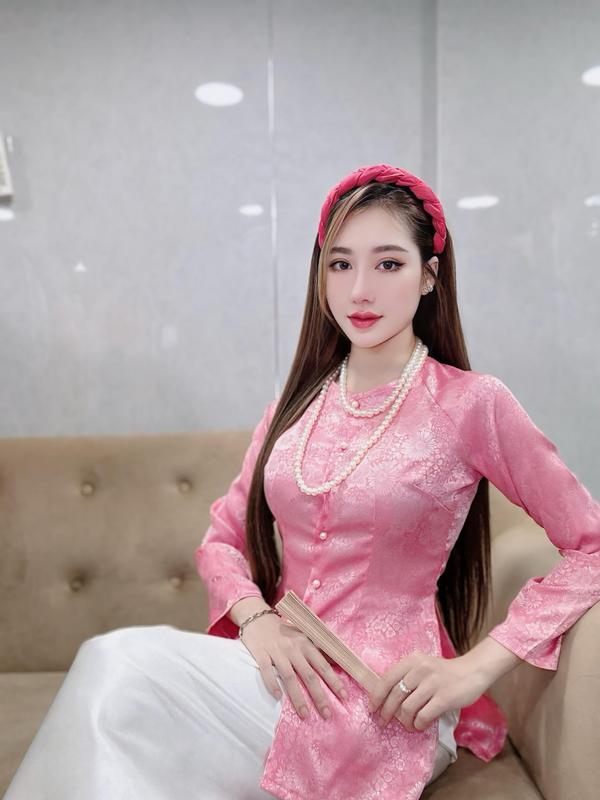 B.A115 - Bộ Áo Bà Ba Gấm Hoa Cúc Cài Nút Tay Dài Cổ Tròn ( QUẦN SATIN ) Nữ Women Top Sơ Mi Shirt