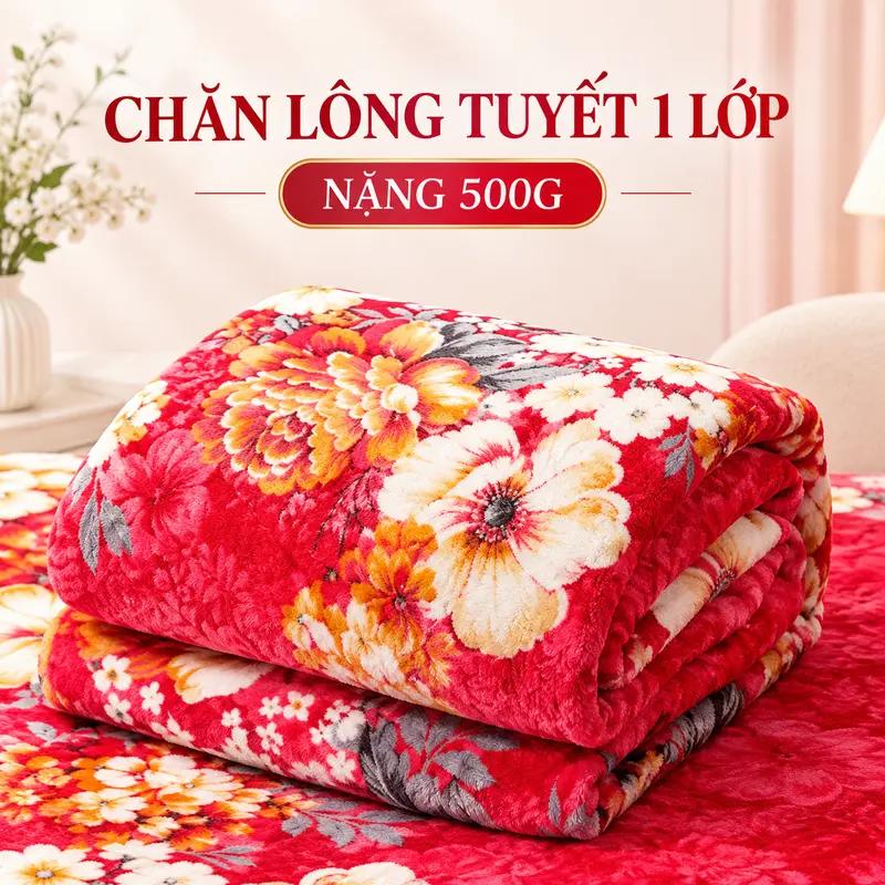 Mền Bông Tuyết 1m6 x 2m Siêu Mềm Mại Không Bị Đổ Lông Đắp Máy Lạnh năng 500g