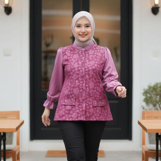 ZALIKA KEMEJA BLOUSE FUKURO JAGUAR EMBOS MEWAH MOTIF BUNGA DENGAN DISAIN ELEGAN