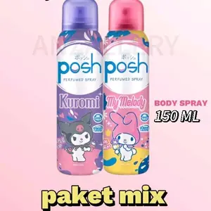 [BARU]POSH PARFUM SPRAY PURPLE POP KUROMI & MY MELODY   150ML +FREE GIFT EDISI SANRIO/ PARFUM WANITA / PARFUM CEWEK/PARFUM LUCU/PARFUM BADAN/PARFUM TAHAN LAMA/PARFUM ANAK SEKOLAH