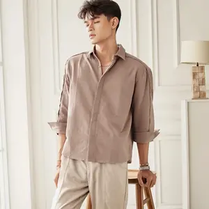 HANEUM - Kemeja Linen Pandawa - Kemeja BOXY CROP Linen Hidden Button Casual