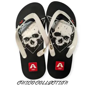 Termurah sandal jepit distro motif tengkorak putih