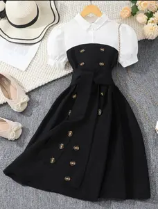 DRESS ANAK PEREMPUAN LOLY KC KREM/TERBARU/KOREA/BANGKOK/UMUR 5-15 TAHUN/FASHION ANAK